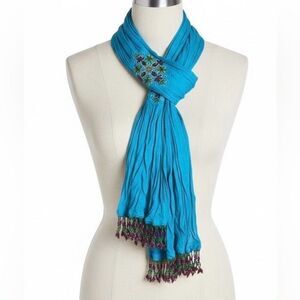 Gold Hawk Silk Beaded Scarf